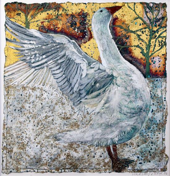 Lindsey Keir (20th C.) Goose in winter, 11.5 x 11.5in.